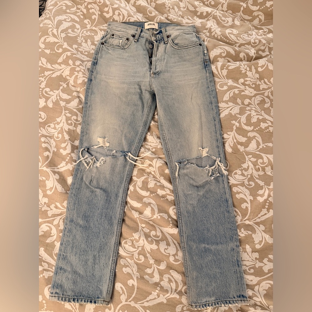 Arizia Agolde Distressed Light Blue Boyfriend Jeans size24